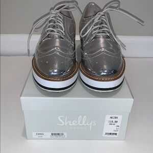 Shellys London Silver Women’s Platform Oxfords